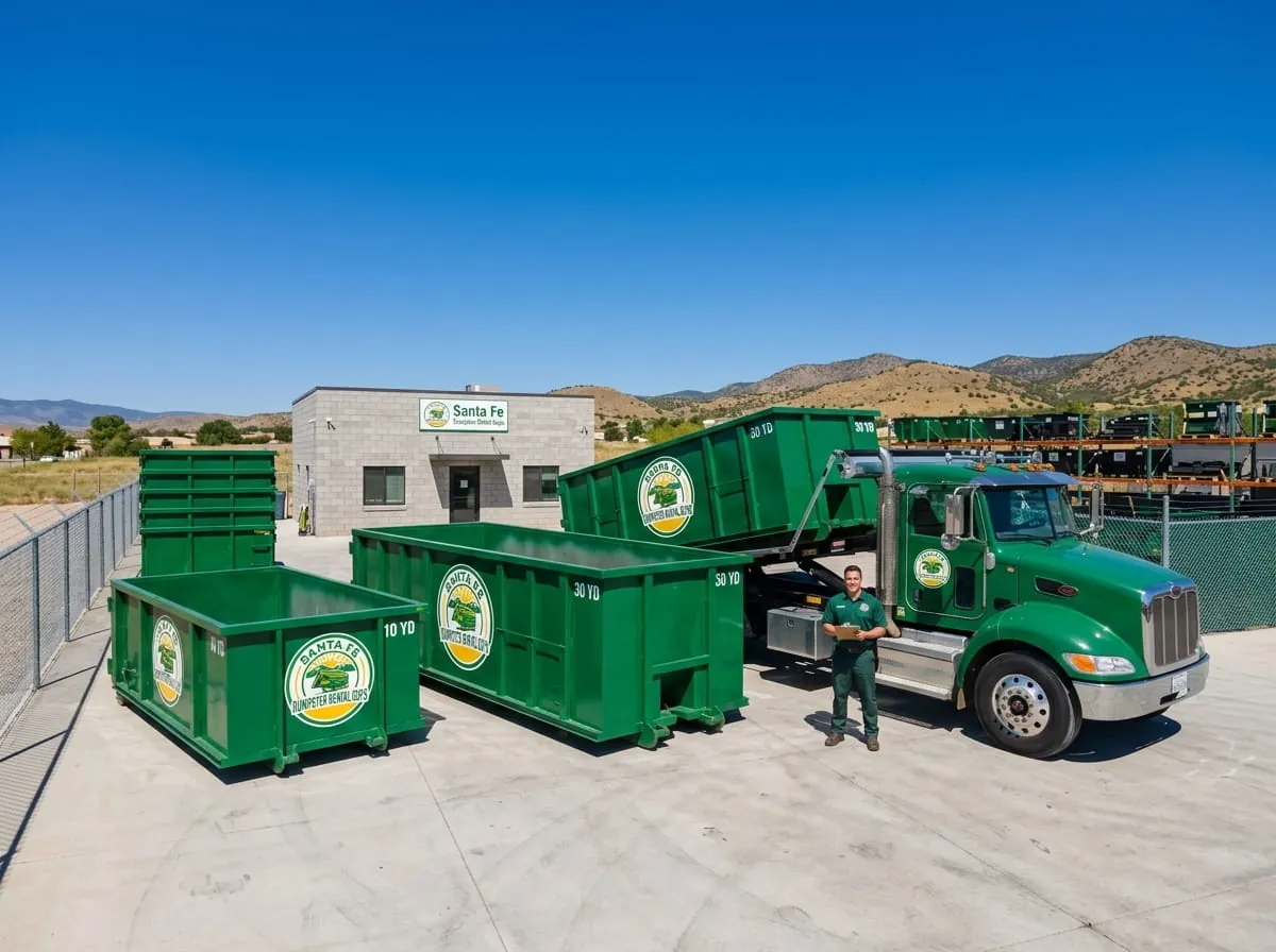 Dumpster rental in Tesuque, NM Roll-off dumpster rental delivered to a Tesuque, NM property by Santa Fe Dumpster Rental Guys